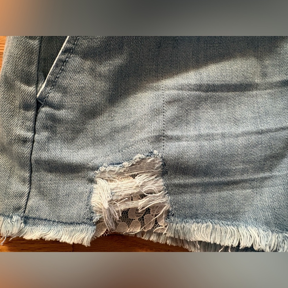 Aerie Rope Belt Denim Shorts Small Petite – Frayed Hem - Picture 6 of 6